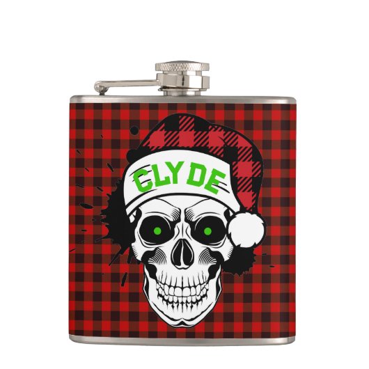 Personalisierte Santa Skull-Flasche Flachmann (Vorderseite)