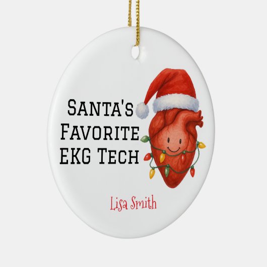 Personalisierte Santa's EKG Tech Keramik Ornament (Rechts)