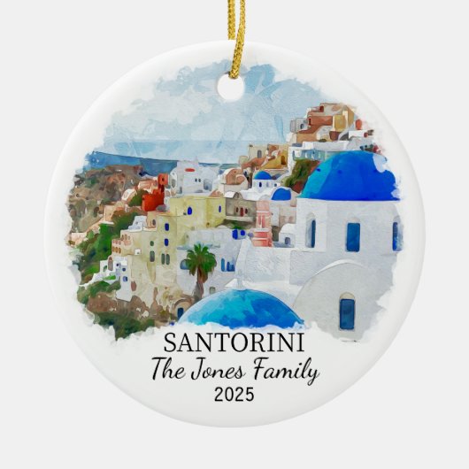 Personalisierte Santorin-Ornament, Griechenland Keramik Ornament (Vorne)