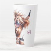Personalisierte Sassy Highland Kuh Latte Tasse (Vorderseite)