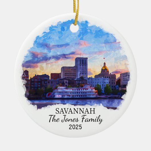 Personalisierte Savannah Ornament, Georgien Keramik Ornament (Vorne)