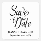 Personalisierte Save the Date Hochzeitsankündigung Quadratischer Aufkleber (Vorderseite)