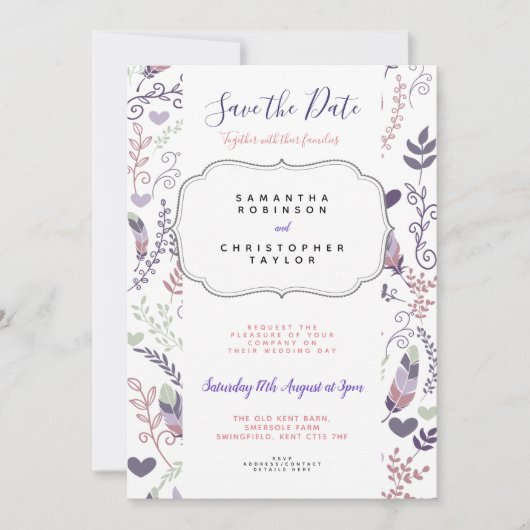 Personalisierte Save the Date Hochzeitseinladung Einladung (Vorderseite)