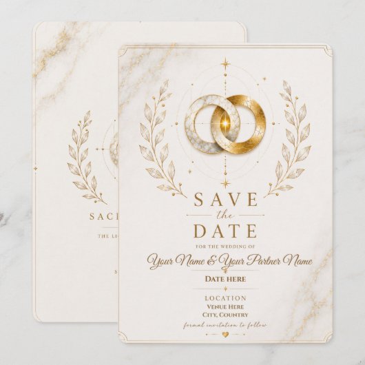 Personalisierte Save-the-Date-Karte | Heilige Unio Save The Date (Vorne/Hinten)