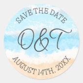 Personalisierte Save the Date Küstenhochzeit Runder Aufkleber (Vorderseite)
