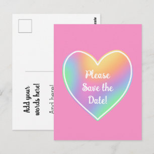 Personalisierte Save the Date Rainbow Heft Postkar Postkarte
