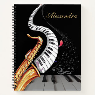 Personalisierte Saxophone Piano Musiknote Notizblock