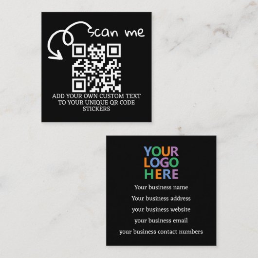 Personalisierte, scannable Website mit QR-Code Quadratische Visitenkarte (Vorne/Hinten)