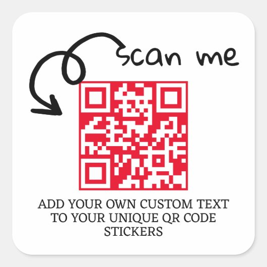 Personalisierte, scannable Website mit QR-Code Quadratischer Aufkleber (Vorderseite)
