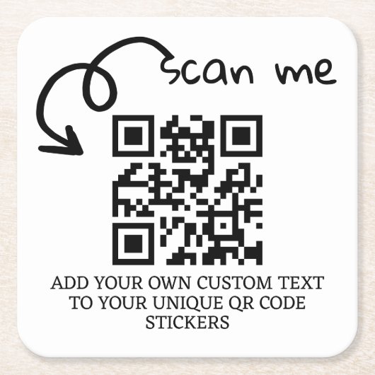 Personalisierte, scannable Website mit QR-Code Rechteckiger Pappuntersetzer (Vorderseite)