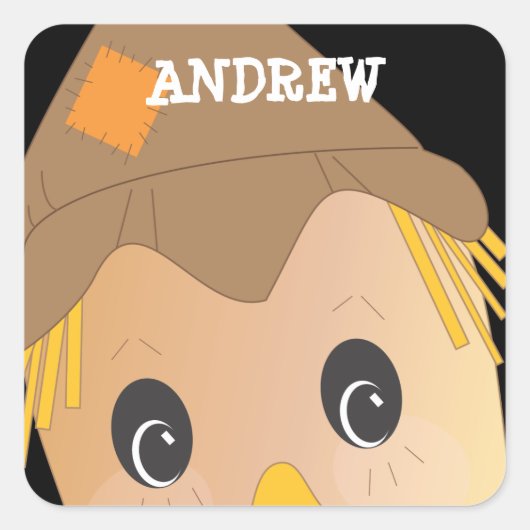 Personalisierte Scarecrow Halloween-Aufkleber Quadratischer Aufkleber (Vorderseite)