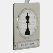 Personalisierte Schach King Classic Piece Moderne Banner-Ornament Silber (Rechts)