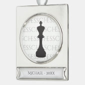 Personalisierte Schach King Classic Piece Moderne Banner-Ornament Silber (Links)