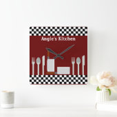 Personalisierte Schachbretter-Küchenutenhalterung Quadratische Wanduhr (Zuhause)