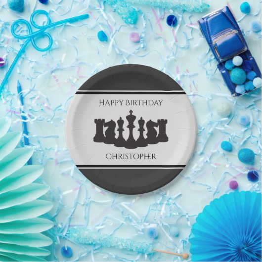 Personalisierte Schachpartie Schach King Geburtsta Pappteller (Party)