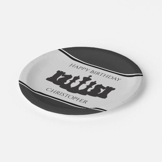 Personalisierte Schachpartie Schach King Geburtsta Pappteller (Schrägansicht)