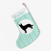 Personalisierte Schäferhund-Aqua-Tatze und Knochen Kleiner Weihnachtsstrumpf (Rückseite (Hängend))