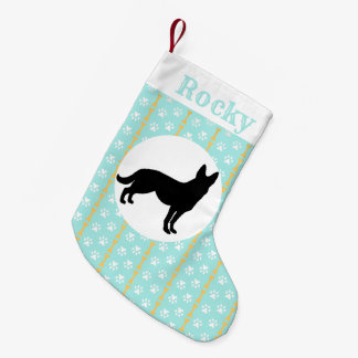Personalisierte Schäferhund-Aqua-Tatze und Knochen Kleiner Weihnachtsstrumpf