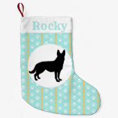 Personalisierte Schäferhund-Aqua-Tatze und Knochen Kleiner Weihnachtsstrumpf (Vorderseite)