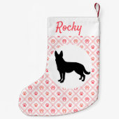 Personalisierte Schäferhund-rote Kleiner Weihnachtsstrumpf (Rückseite)