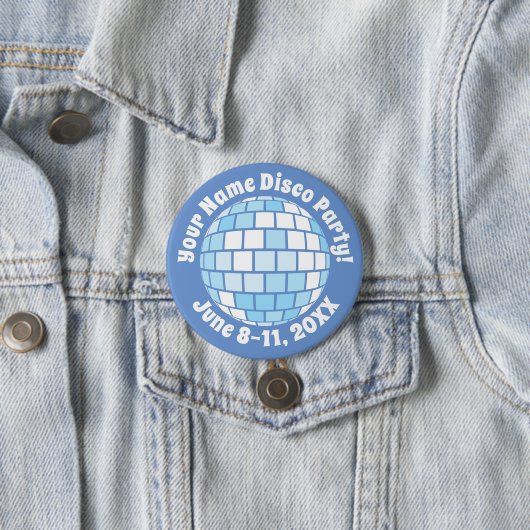 Personalisierte Schaltfläche Retro Blue Disco Ball Button (Beispiel)