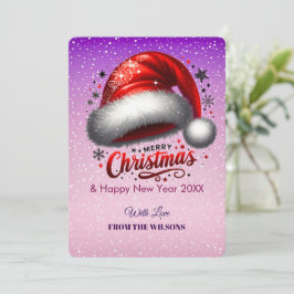 Personalisierte scharlachrote Weihnachtsmannmütze  Feiertagskarte