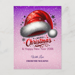 Personalisierte scharlachrote Weihnachtsmannmütze Feiertagspostkarte
