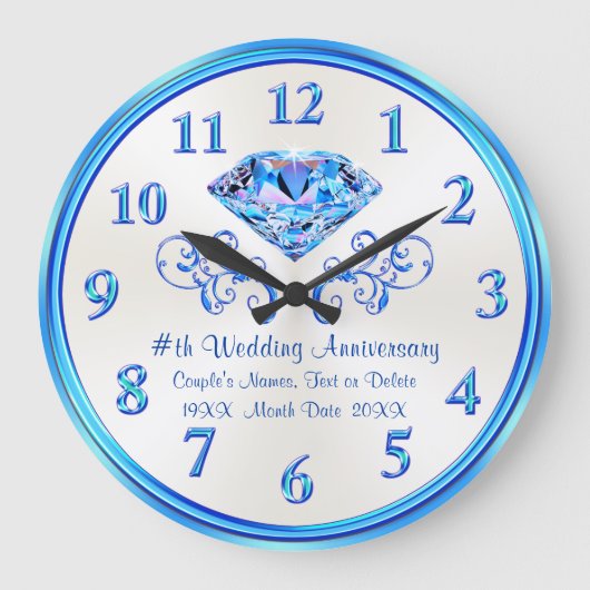 Personalisierte Schattierungen der Blues Jubiläums Große Wanduhr (Vorderseite)