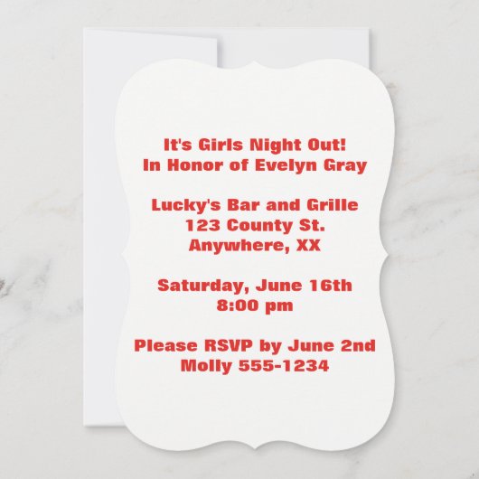 Personalisierte Scheidung| Funny Girls Night Out P Einladung (Rückseite)