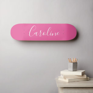 Personalisierte schicke Kalligrafie Name Hot Pink Skateboard