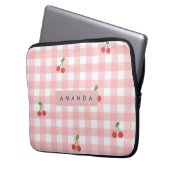 Personalisierte Schicke Kirsch-Gingham-Accessoires Laptopschutzhülle (Vorderseite Links)