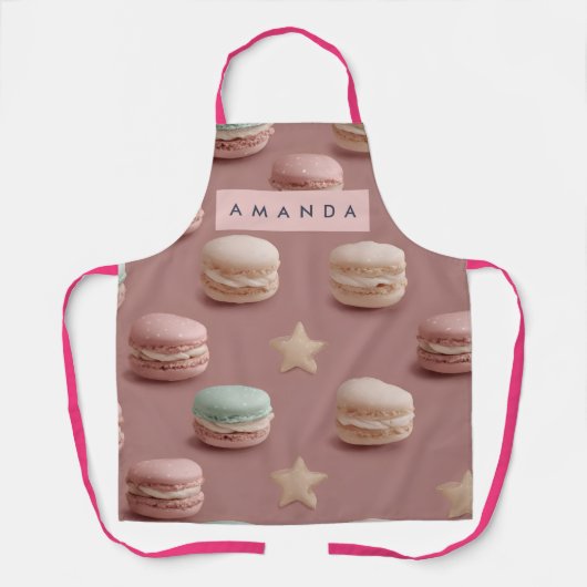 Personalisierte Schicke Pastell-Macarons-Muster-Sc Schürze (Vorderseite)