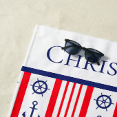 Personalisierte Schiffe mit rotem blauem Ankerboot Strandtuch (Beispiel)
