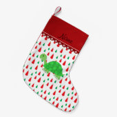 Personalisierte Schildkrötenschneemänner Kleiner Weihnachtsstrumpf (Vorderansicht (hängend))