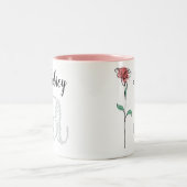 Personalisierte Schleife mit Namen, Initial, Rose Zweifarbige Tasse (Mittel)