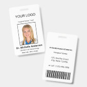 Personalisierte Schlichte White Doctor Foto Identi Ausweis (Vorder- & Rückseite)