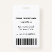 Personalisierte Schlichte White Doctor Foto Identi Ausweis (Rückseite)