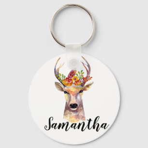 Personalisierte Schlüsselanhänger Boho-Hirsch Bock