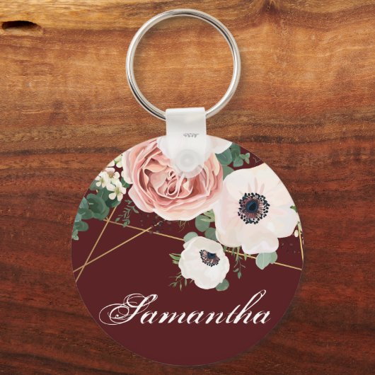 Personalisierte Schlüsselkette Geometrische Garten Schlüsselanhänger (Vorderseite)