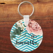 Personalisierte Schlüsselkette Geometrische Rose Z Schlüsselanhänger (Vorderseite)