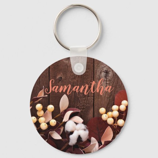 Personalisierte Schlüsselketten-Baumwollzweig auf Schlüsselanhänger (Vorderseite)