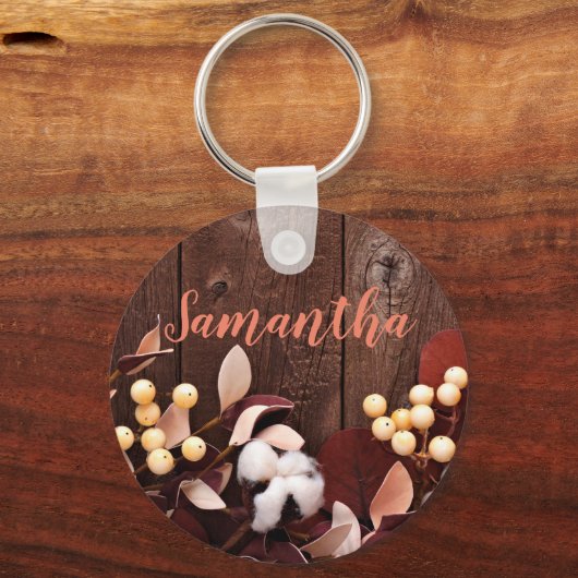 Personalisierte Schlüsselketten-Baumwollzweig auf Schlüsselanhänger (Vorderseite)