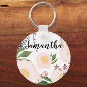 Personalisierte Schlüsselketten Weiße Blüten Blume Schlüsselanhänger (Vorderseite)