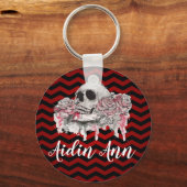 Personalisierte Schlüsselkettenschädel Rose Gothic Schlüsselanhänger (Vorderseite)