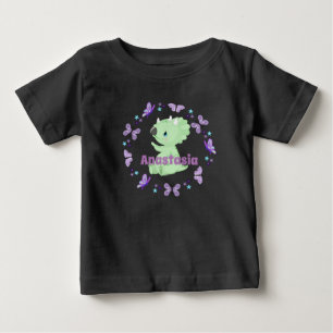 Personalisierte Schmetterlinge & Blumen - Baby Din T-shirt