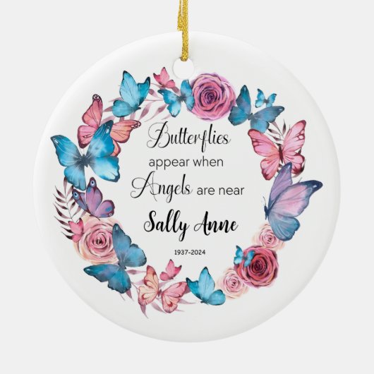 Personalisierte Schmetterlinge erscheinen, wenn En Keramik Ornament (Hinten)