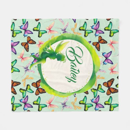 Personalisierte Schmetterlinge Fleecedecke (Vorderseite (Horizontal))