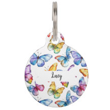 Personalisierte Schmetterlinge Muster runder Pet T