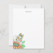 Personalisierte Schmetterlinge und Blumengeschirr Mitteilungskarte (Vorderseite)