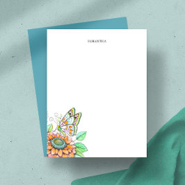 Personalisierte Schmetterlinge und Blumengeschirr Mitteilungskarte